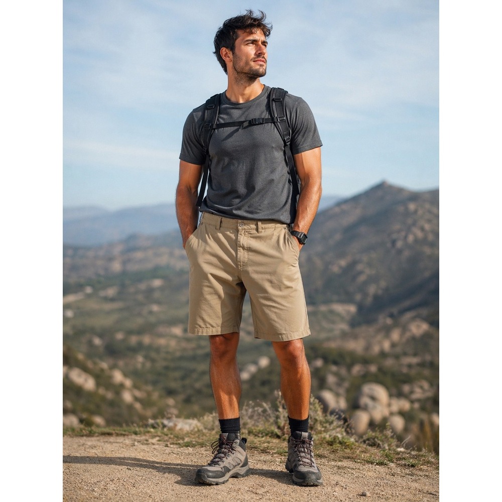 Outdoor Indie Active Merrell‎ Mens Khaki Hiking Shorts Size 38L Tan Zip Pocket